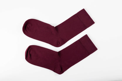 Burgundy Calf Length Bamboo Socks