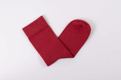 Red Calf Length Bamboo Socks